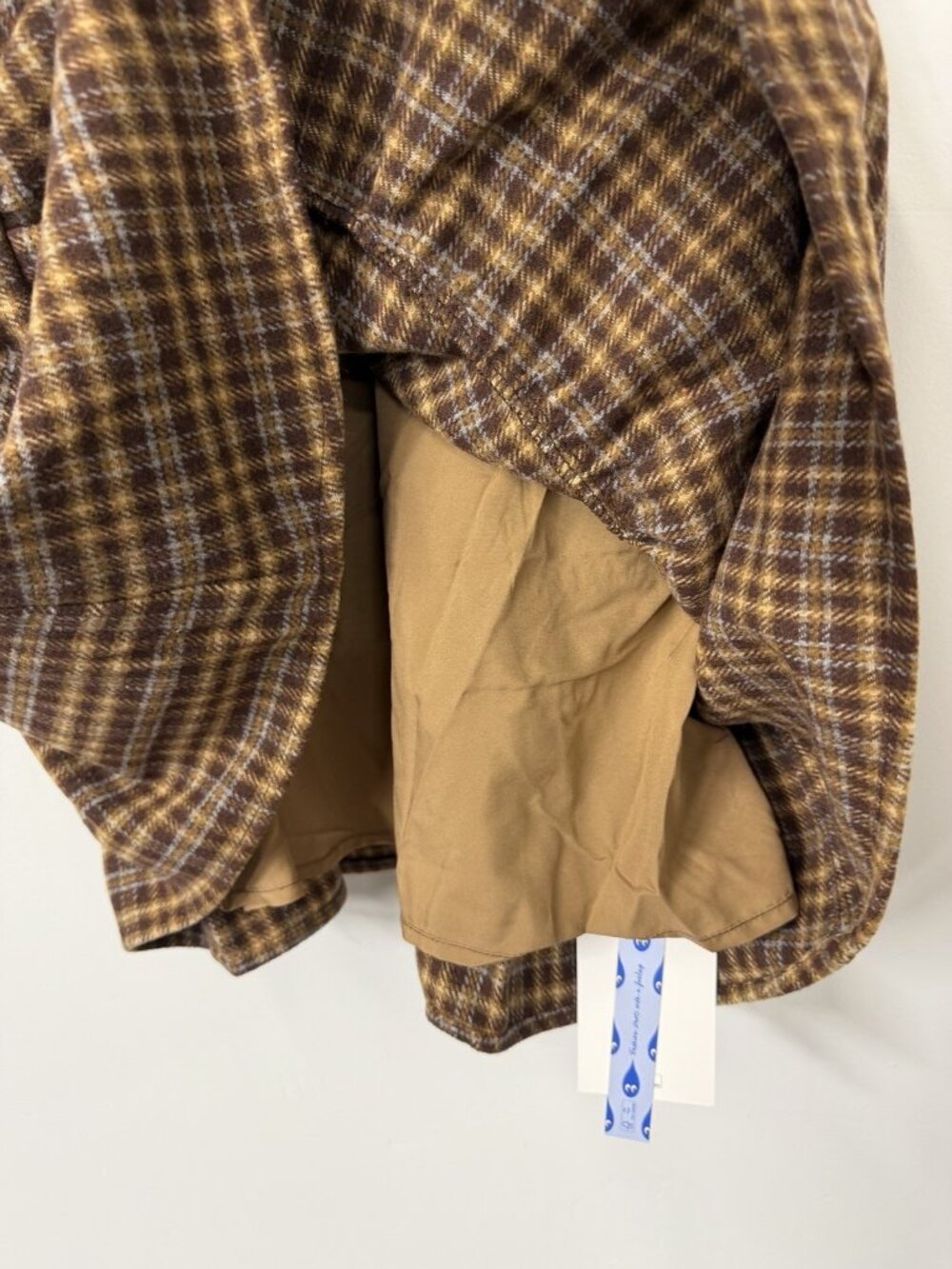 New Cider Women’s Size medium Brown Plaid Ruffle Bowknot Babydoll Mini Dress - Picture 5 of 7